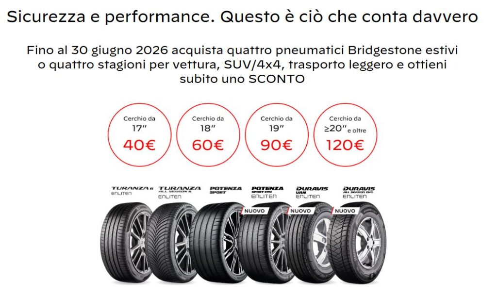 PROMO BRIDGESTONE AUTOVETTURA